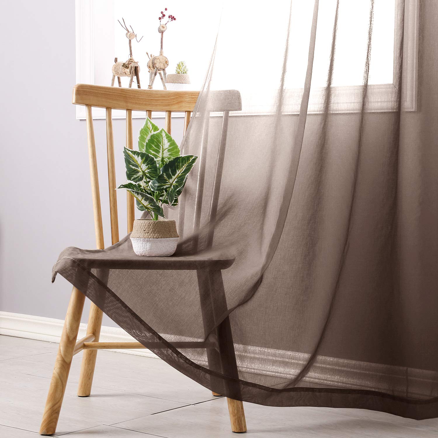 DWCN Gradient Sheer Curtains, Set of 2 Panels