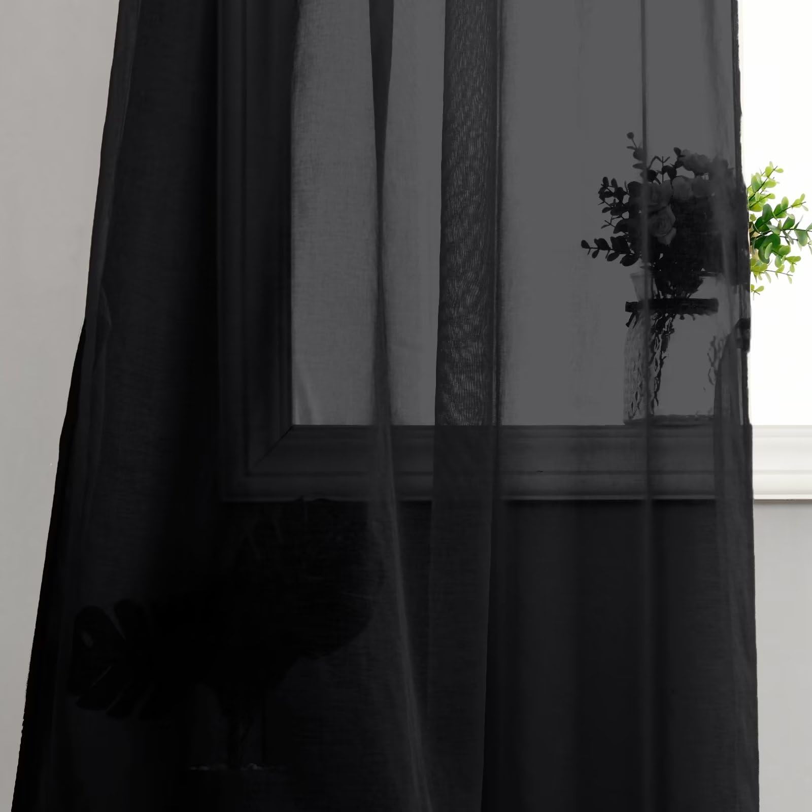 Sheer Curtains with Tiebacks, Set of 2 Panels