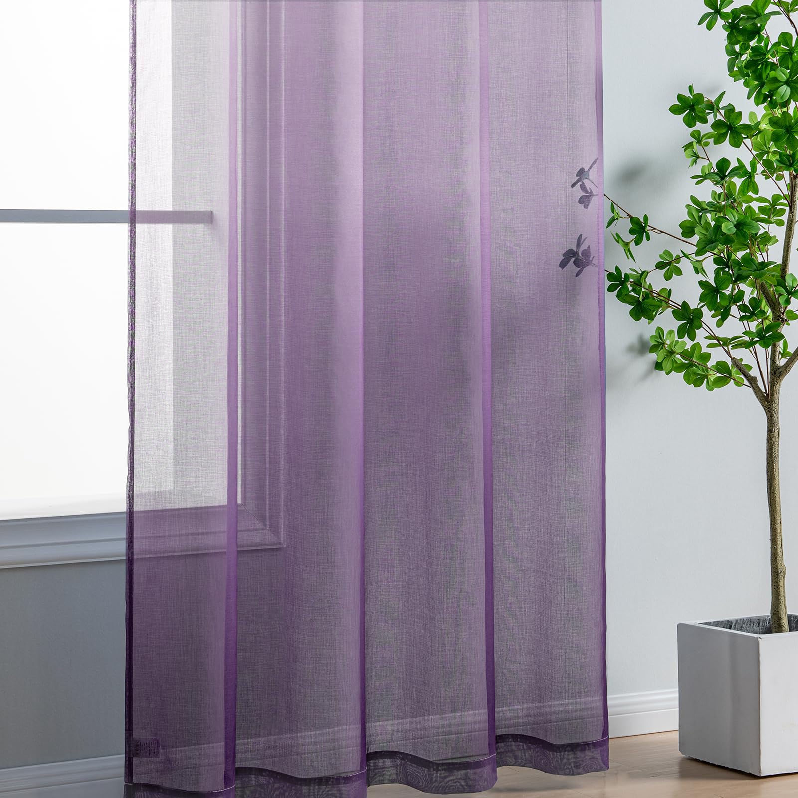 DWCN Gradient Sheer Curtains, Set of 2 Panels