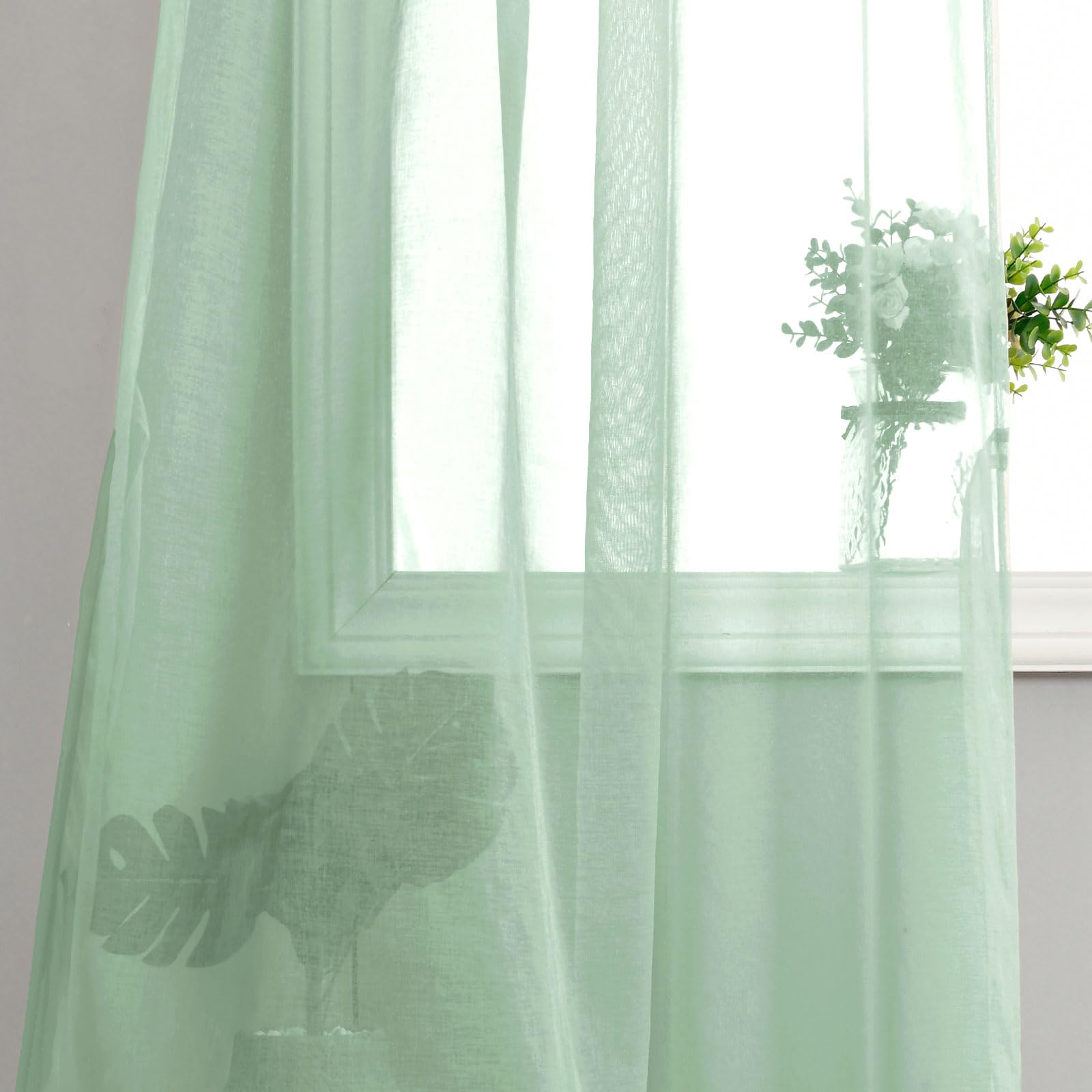 Sheer Curtains with Tiebacks, Set of 2 Panels