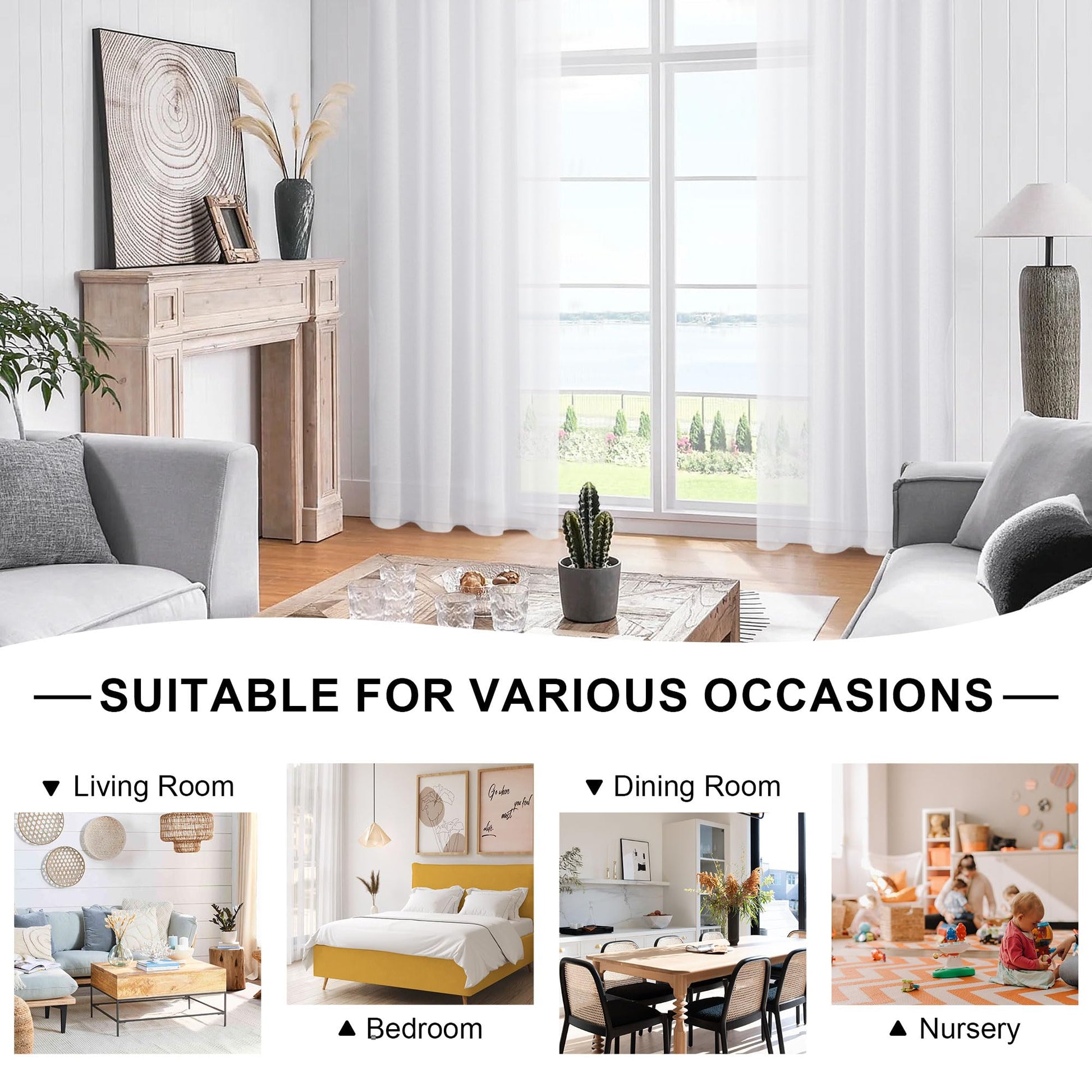 DWCN Grommet Sheer Curtains with Tiebacks - DWCN UK