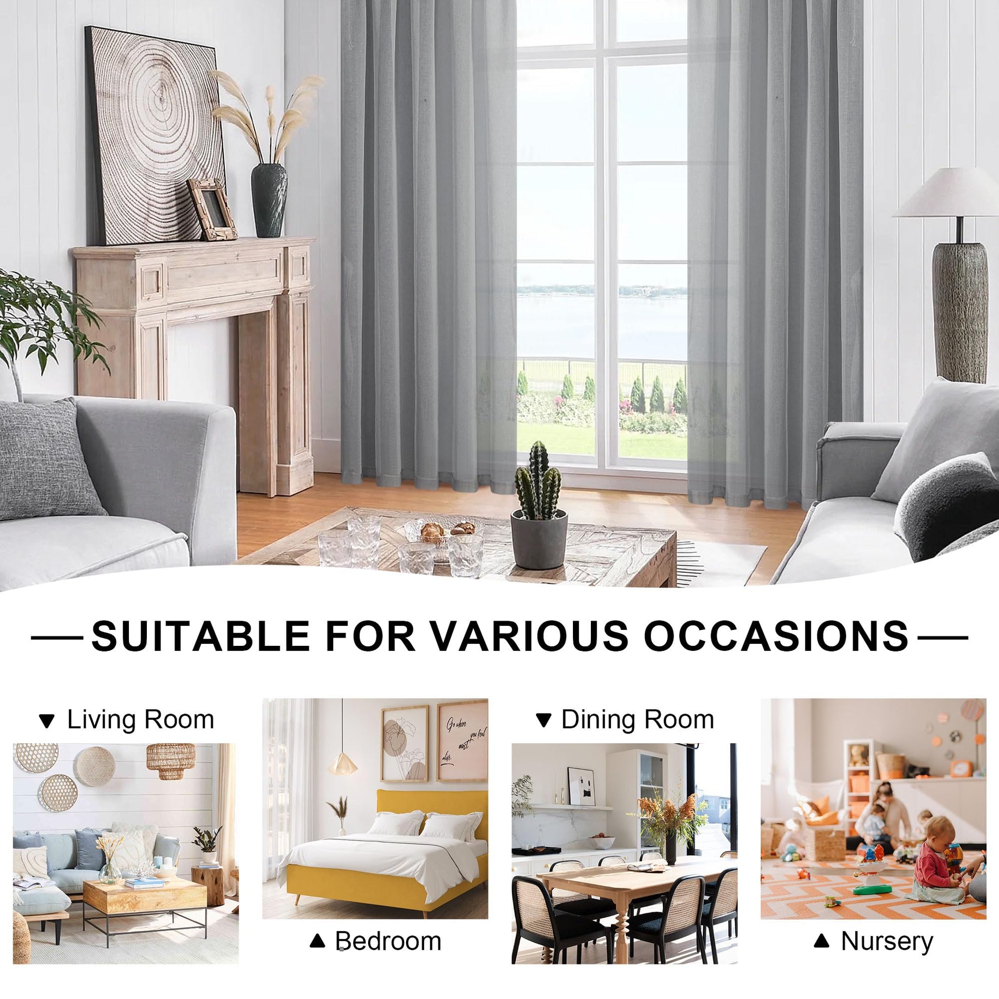 DWCN Sheer Curtains with Tiebacks - DWCN UK