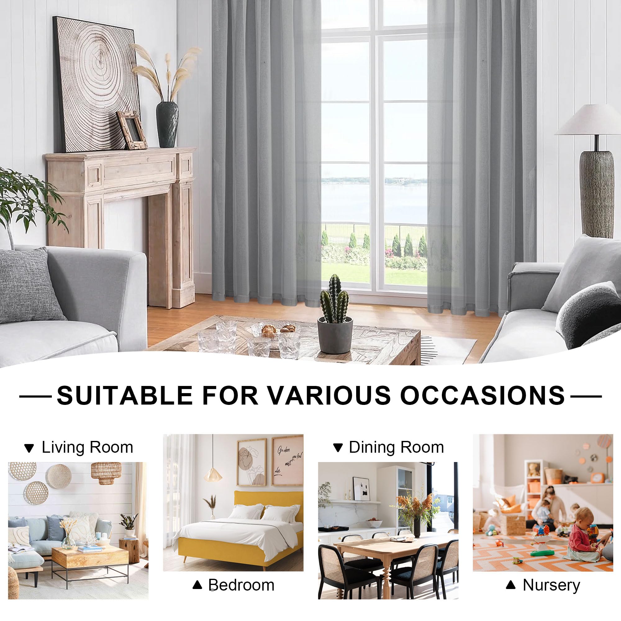 DWCN Sheer Curtains with Tiebacks - DWCN UK