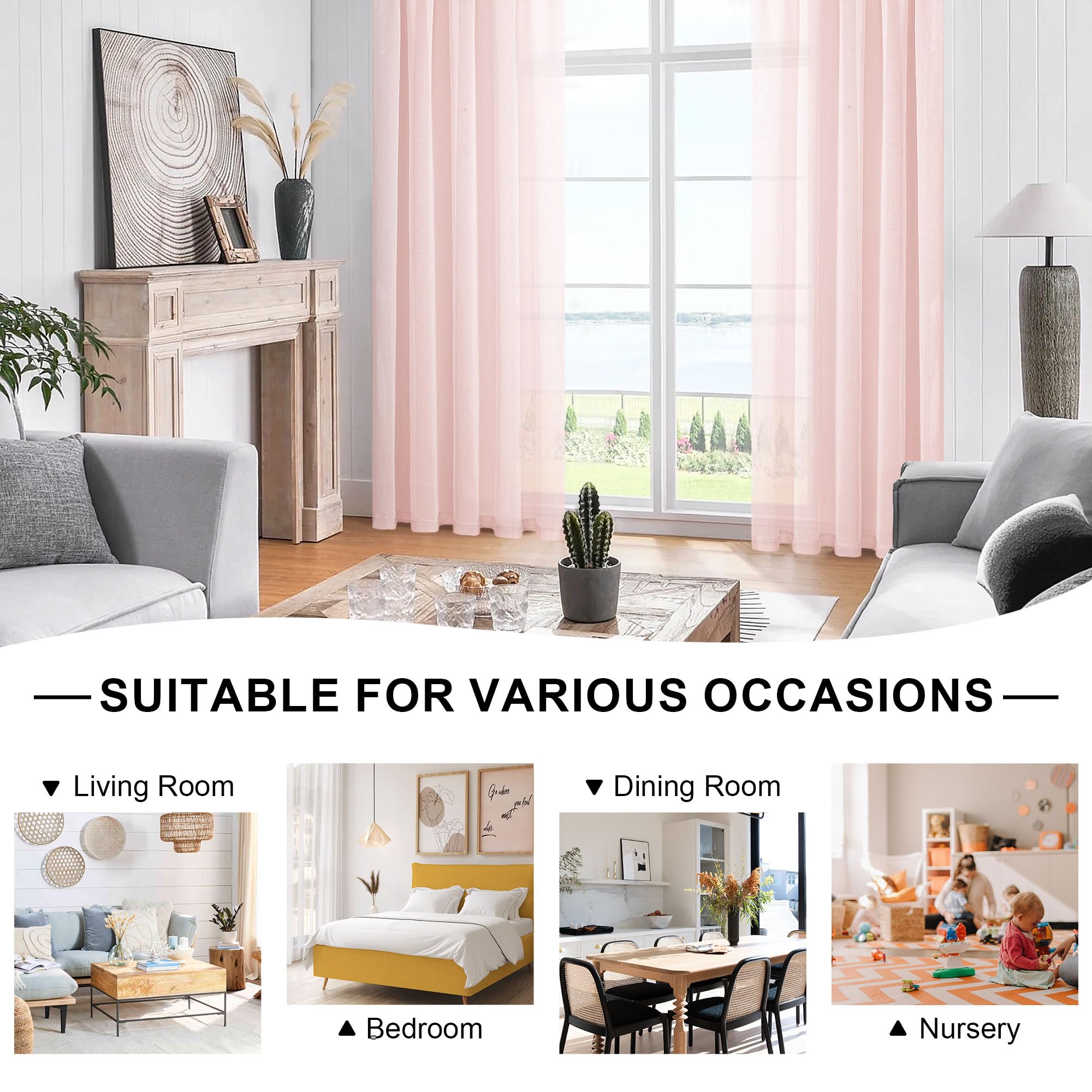 DWCN Grommet Sheer Curtains with Tiebacks - DWCN UK