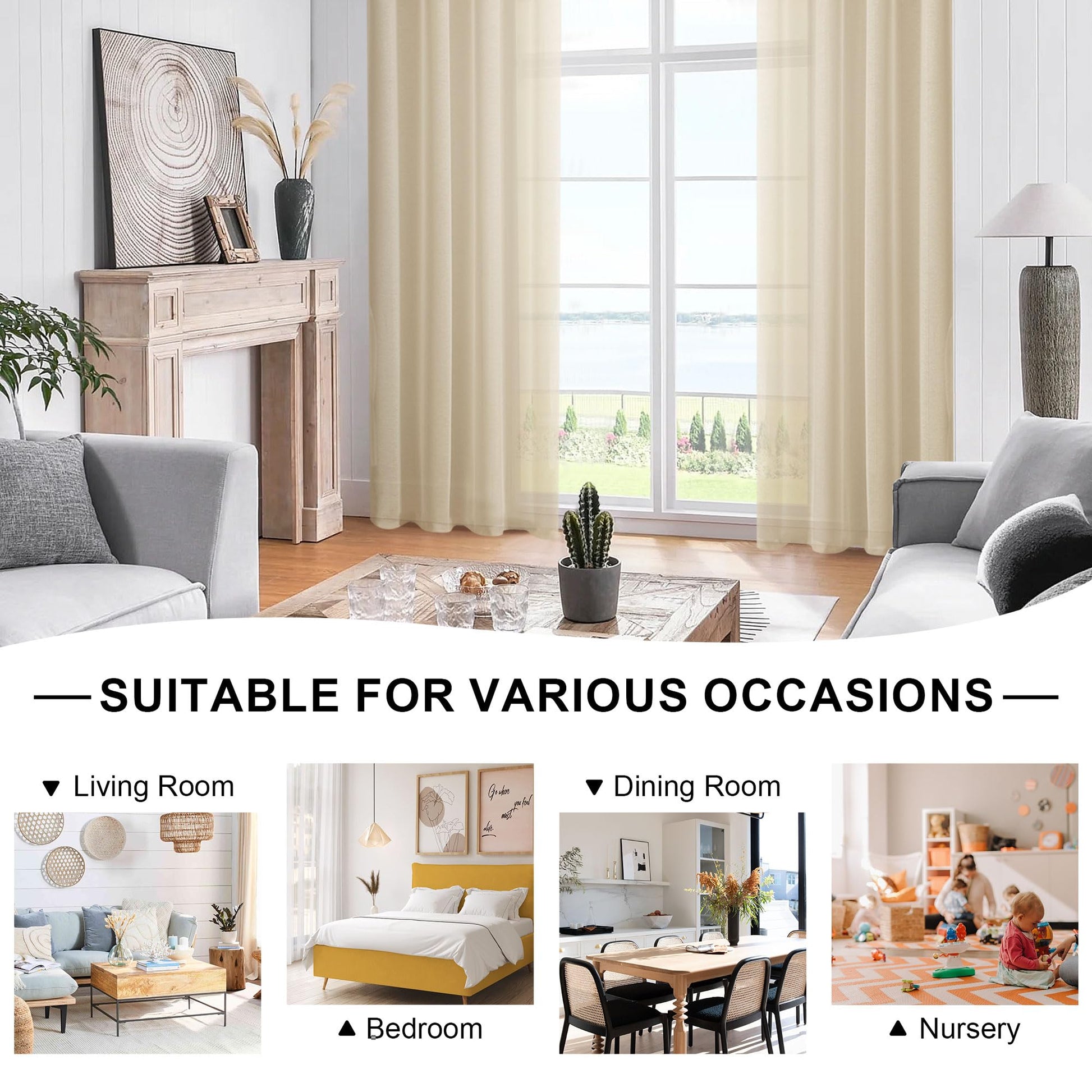 DWCN Grommet Sheer Curtains with Tiebacks - DWCN UK