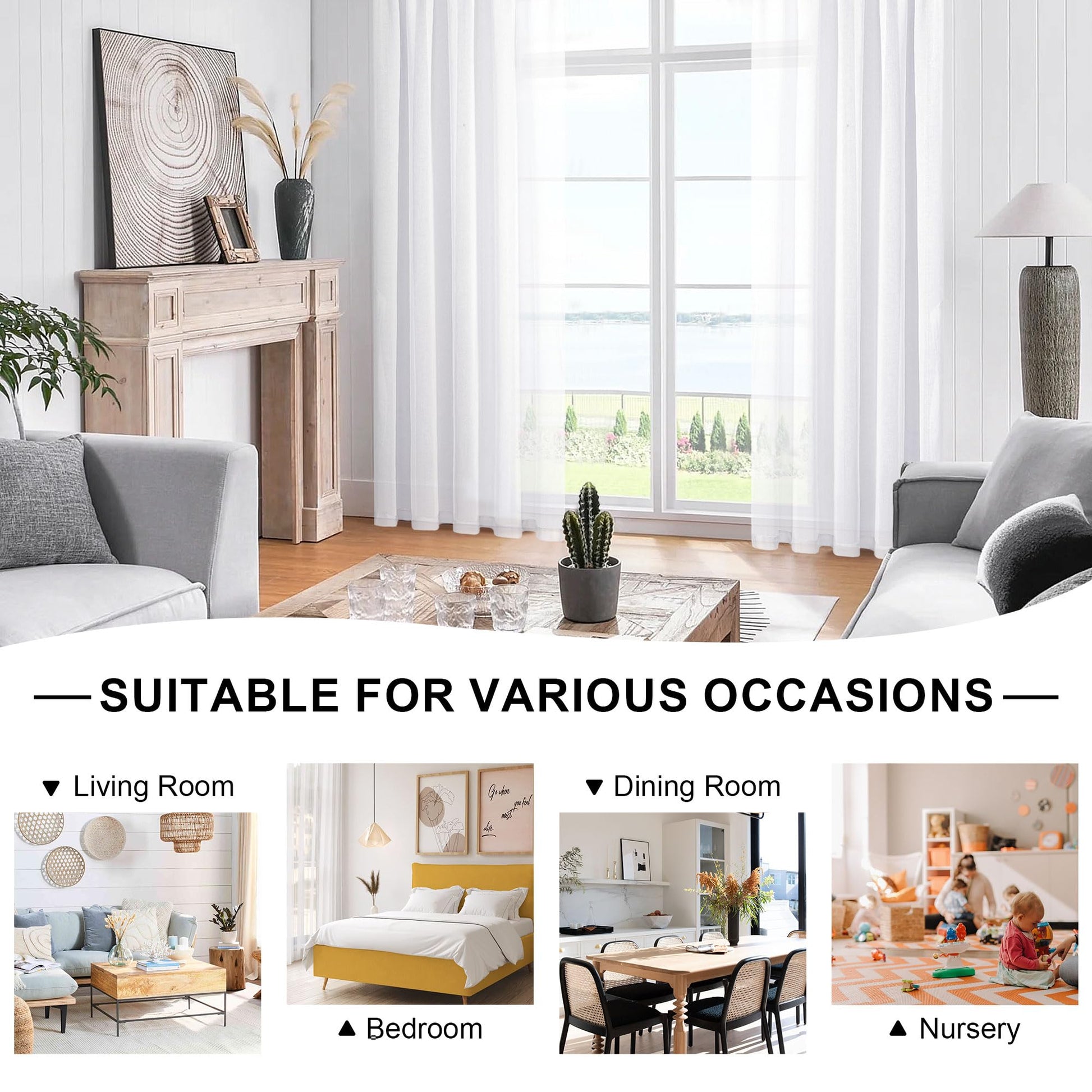 DWCN Sheer Curtains with Tiebacks - DWCN UK