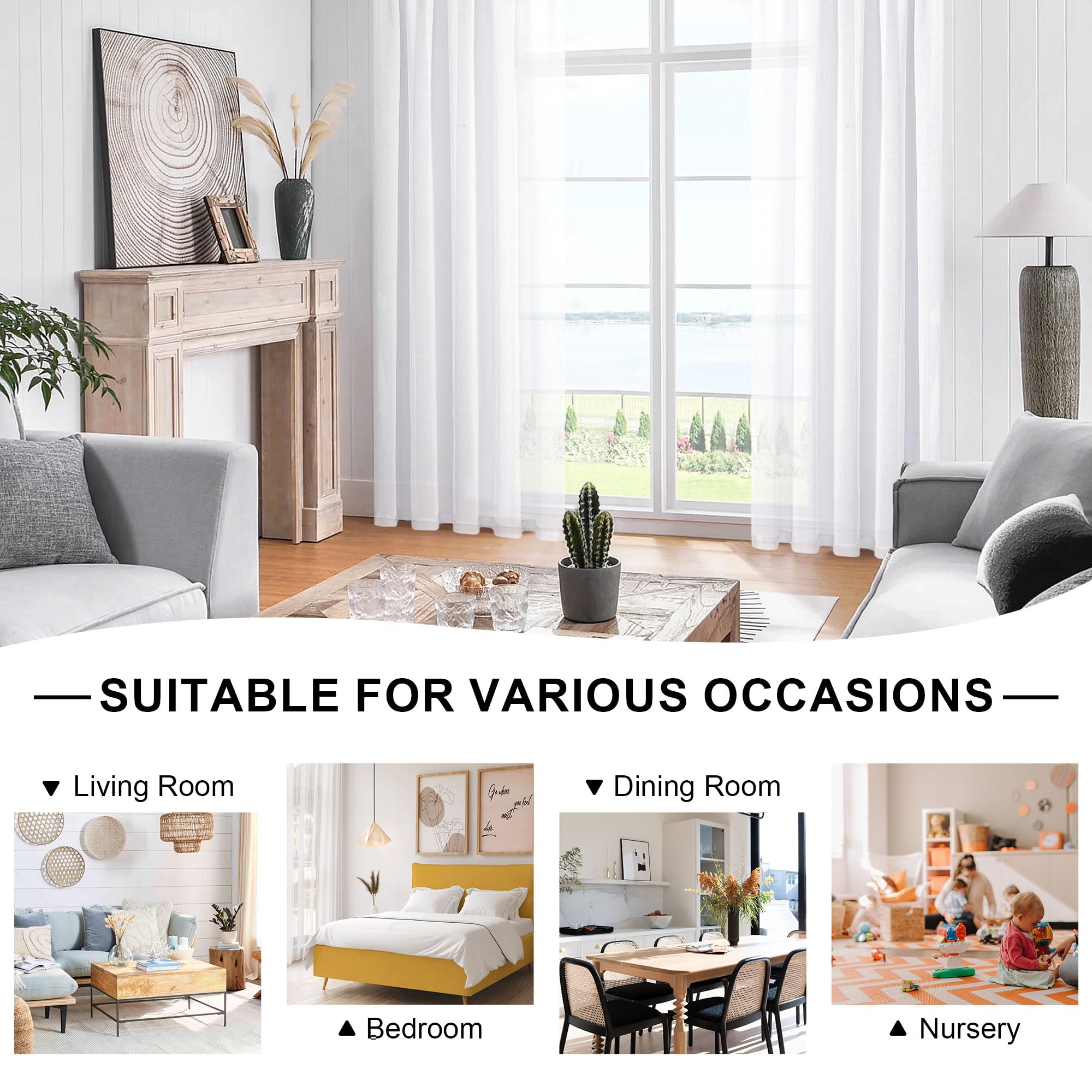 DWCN Sheer Curtains with Tiebacks - DWCN UK