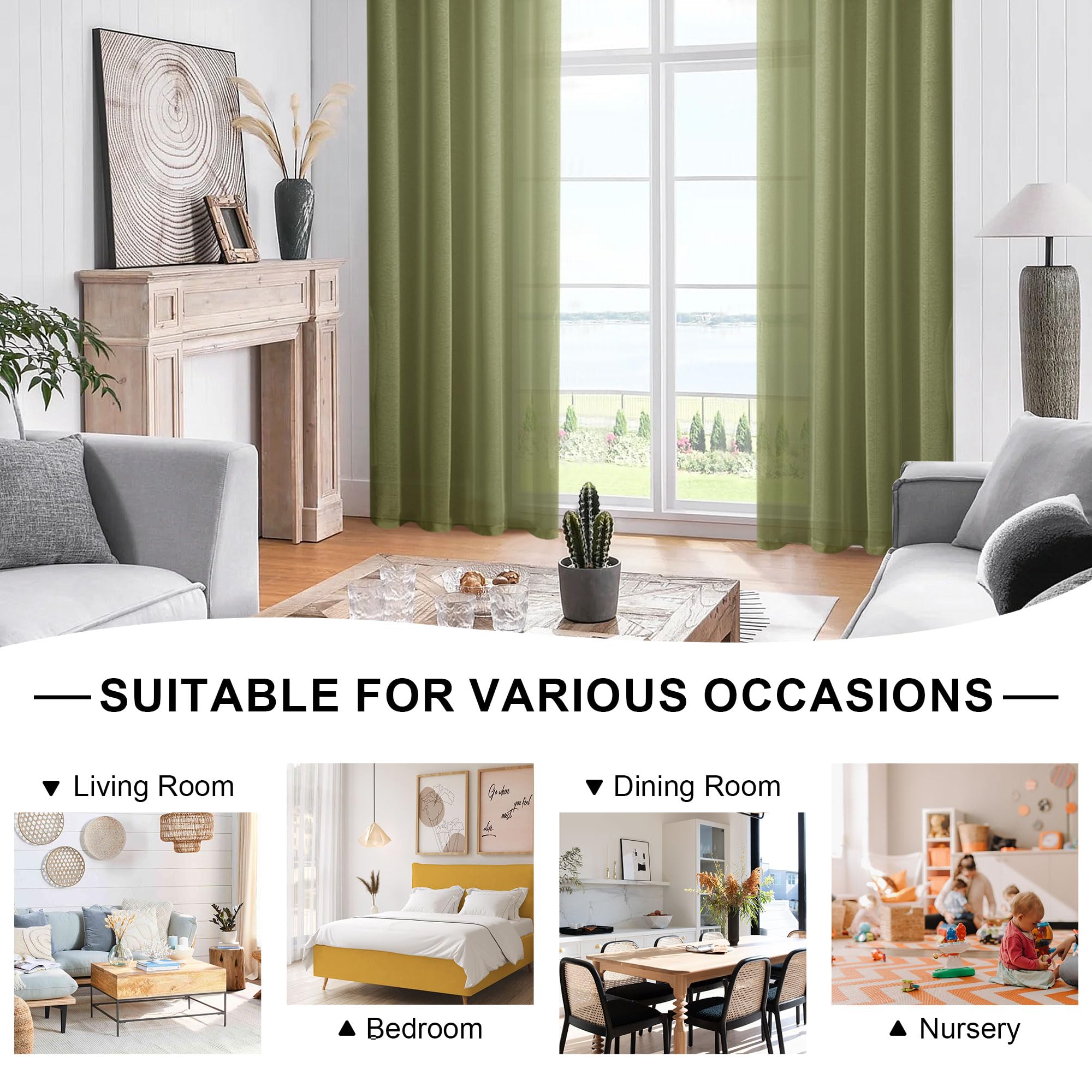 DWCN Grommet Sheer Curtains with Tiebacks - DWCN UK