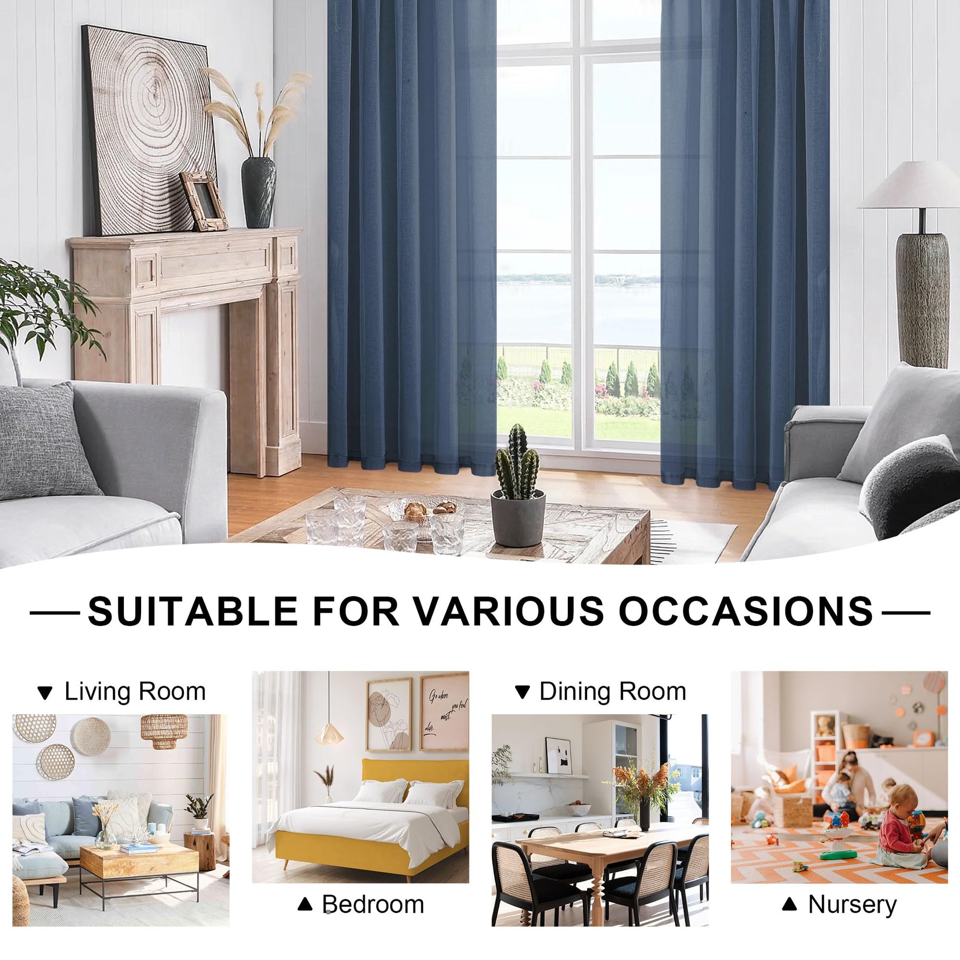 DWCN Sheer Curtains with Tiebacks - DWCN UK