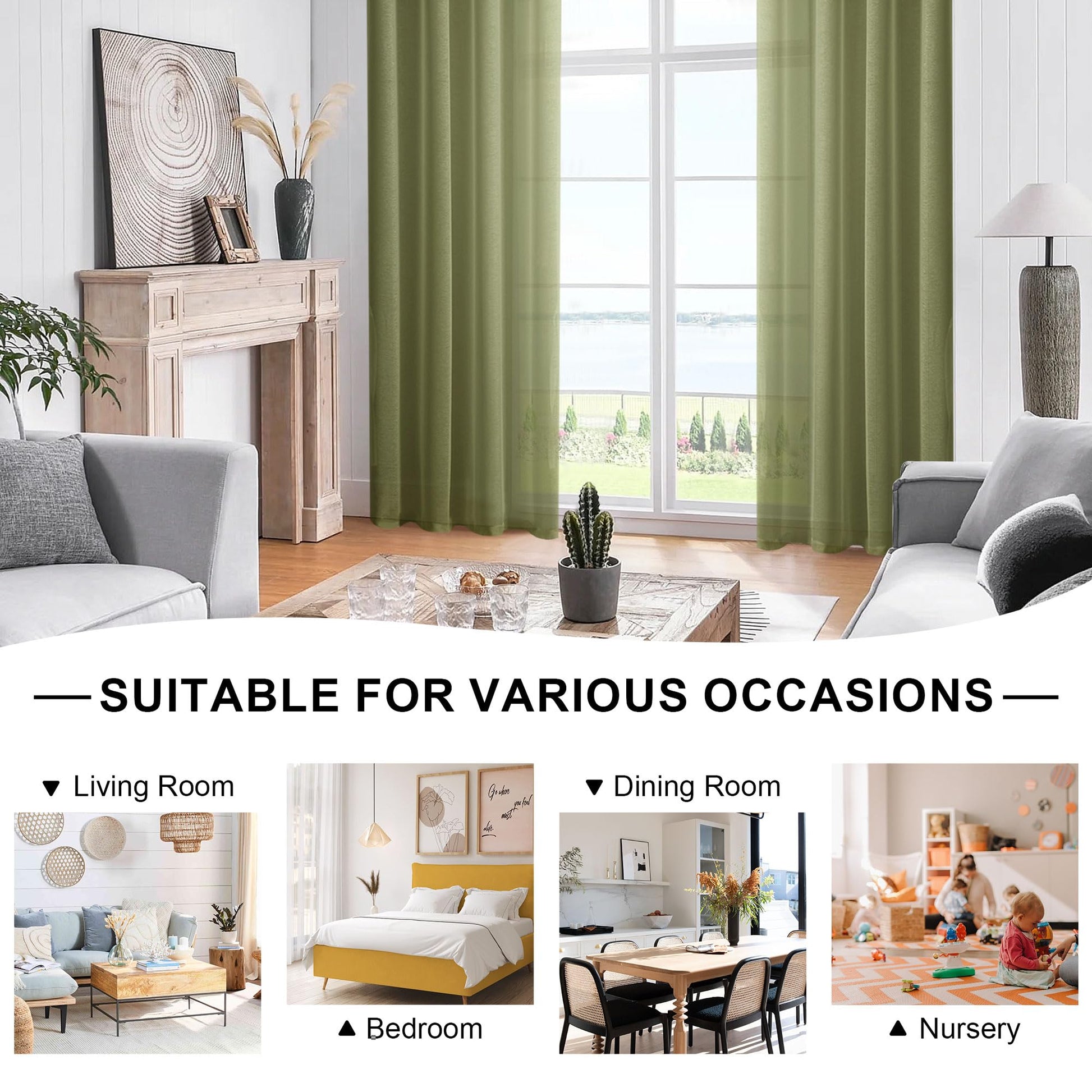 DWCN Grommet Sheer Curtains with Tiebacks - DWCN UK