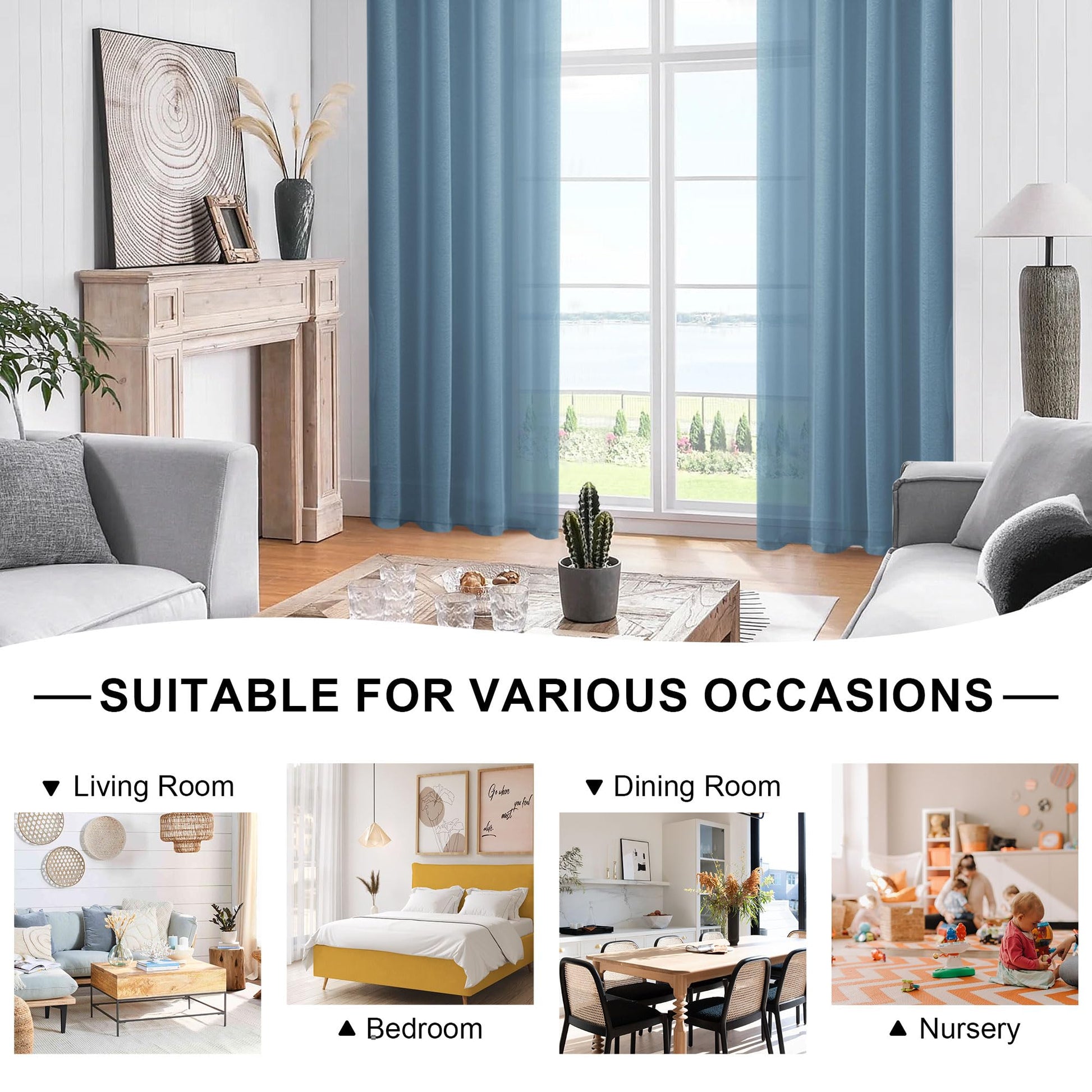 DWCN Grommet Sheer Curtains with Tiebacks - DWCN UK