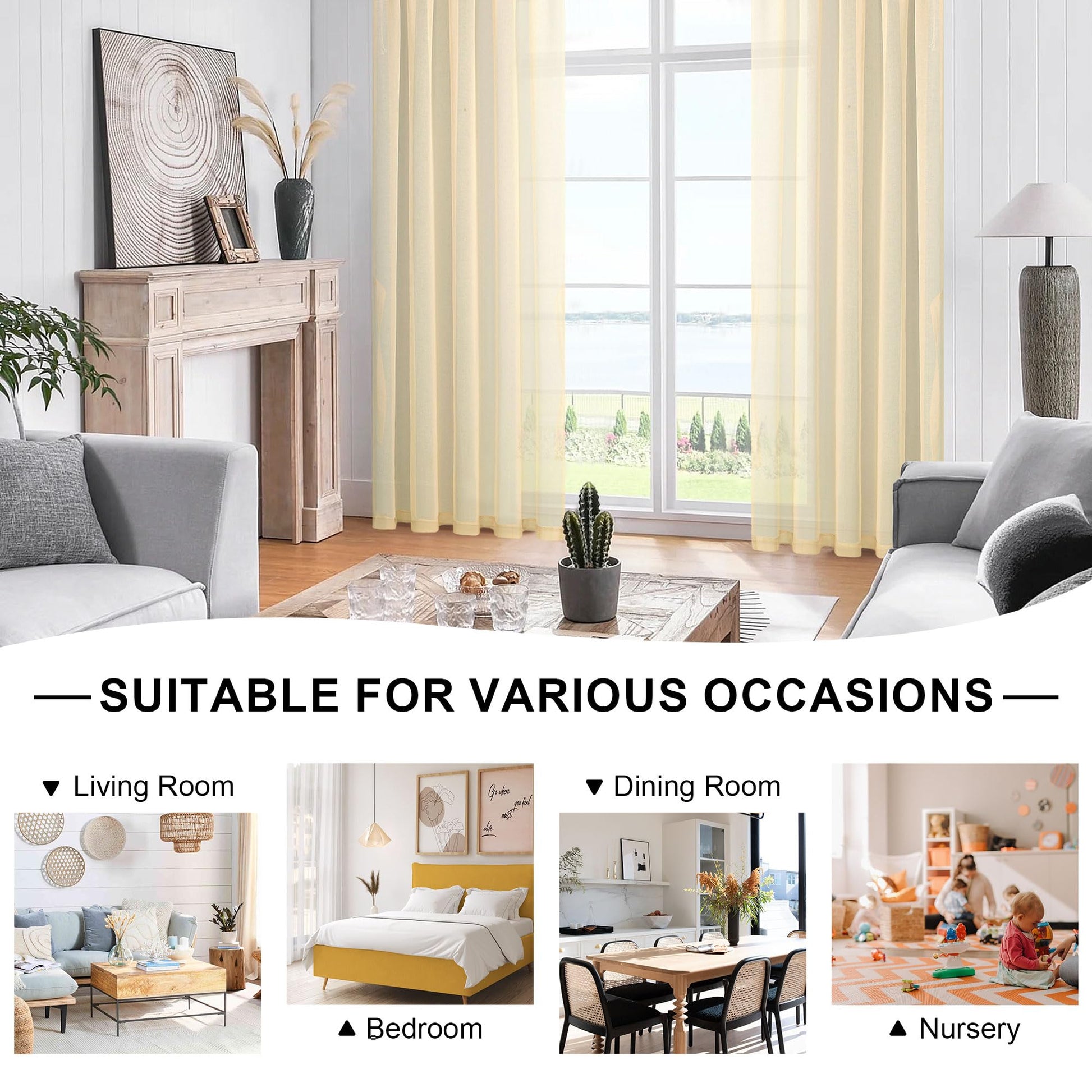 DWCN Sheer Curtains with Tiebacks - DWCN UK