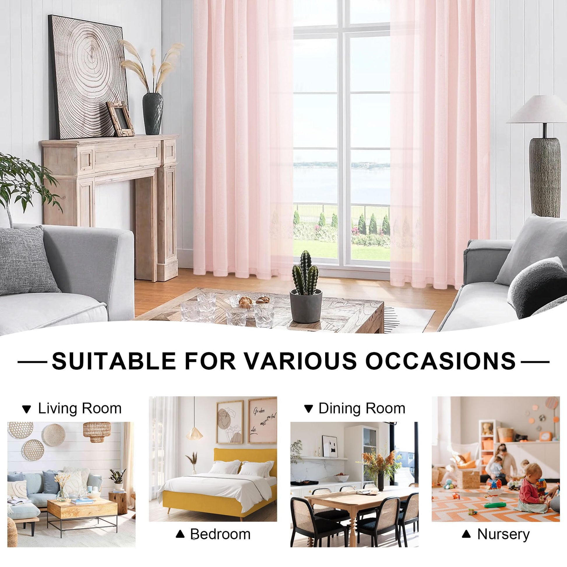 DWCN Sheer Curtains with Tiebacks - DWCN UK