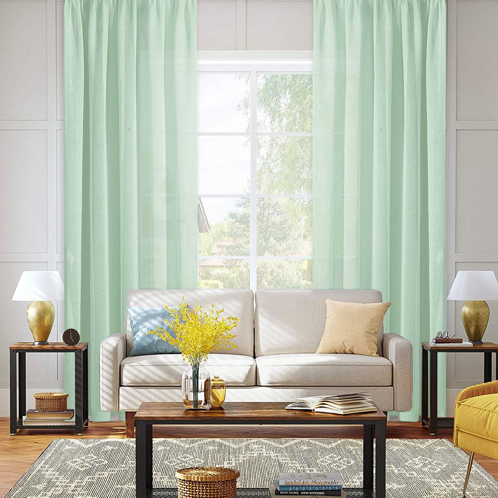 Sheer Curtains with Tiebacks, Set of 2 Panels