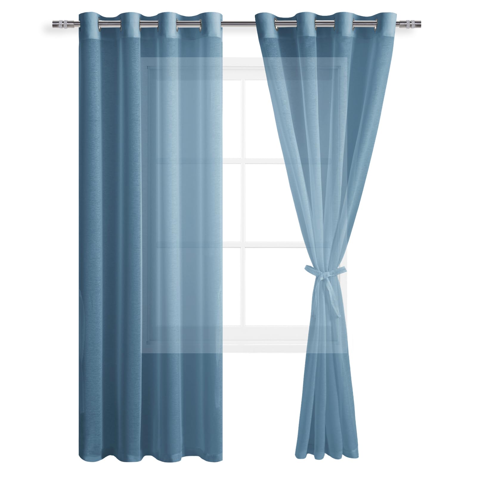 DWCN Grommet Sheer Curtains with Tiebacks - DWCN UK