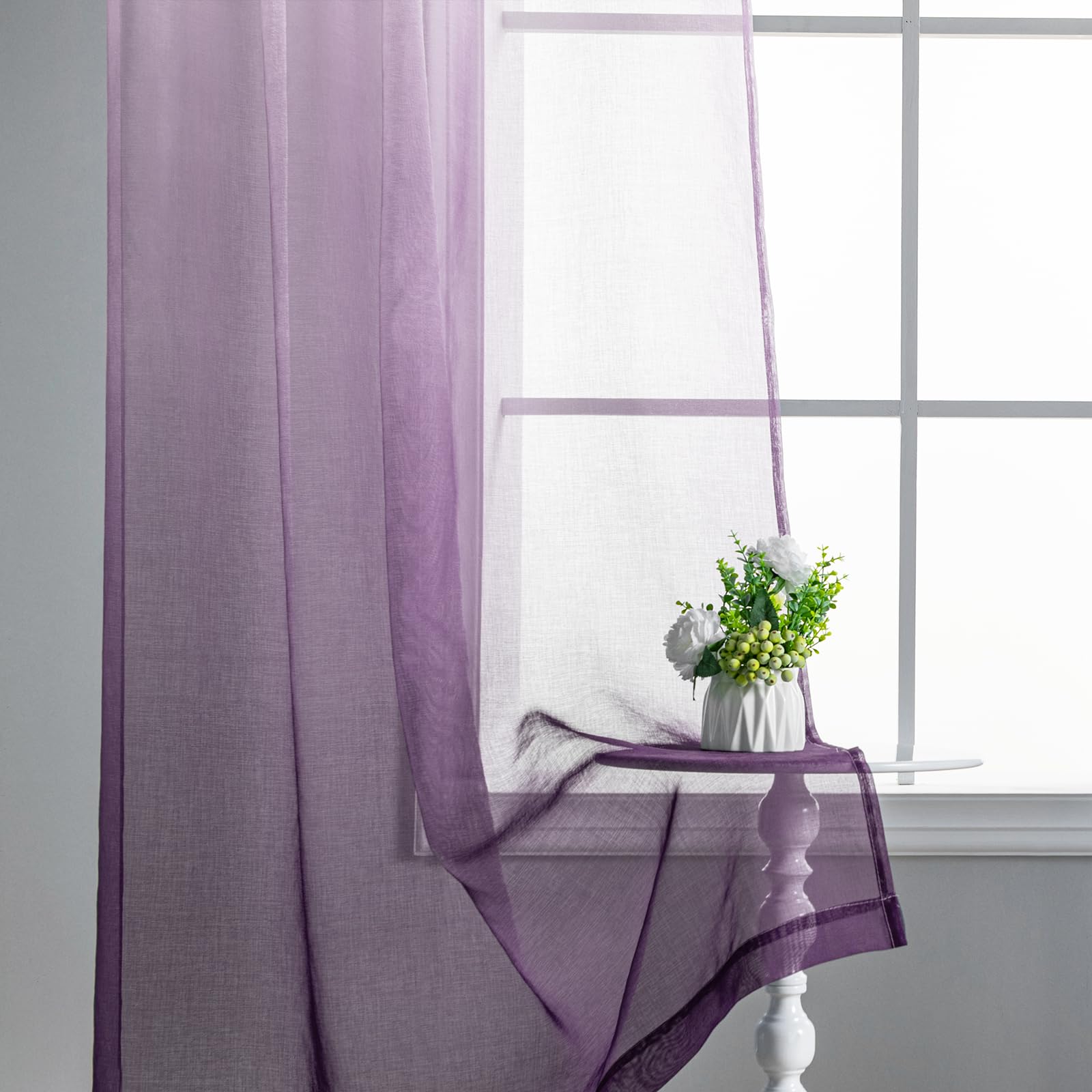 DWCN Gradient Sheer Curtains, Set of 2 Panels