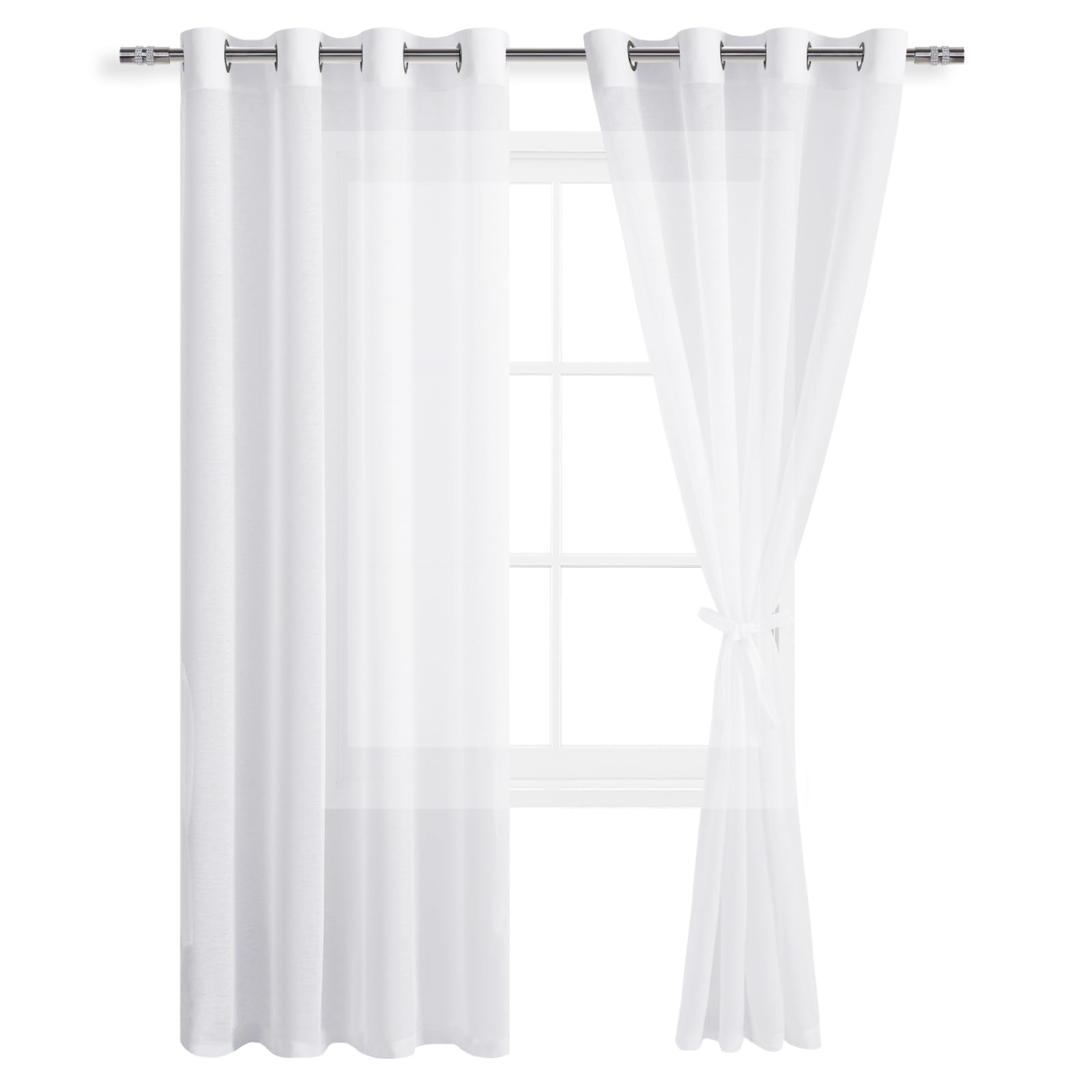 DWCN Grommet Sheer Curtains with Tiebacks - DWCN UK