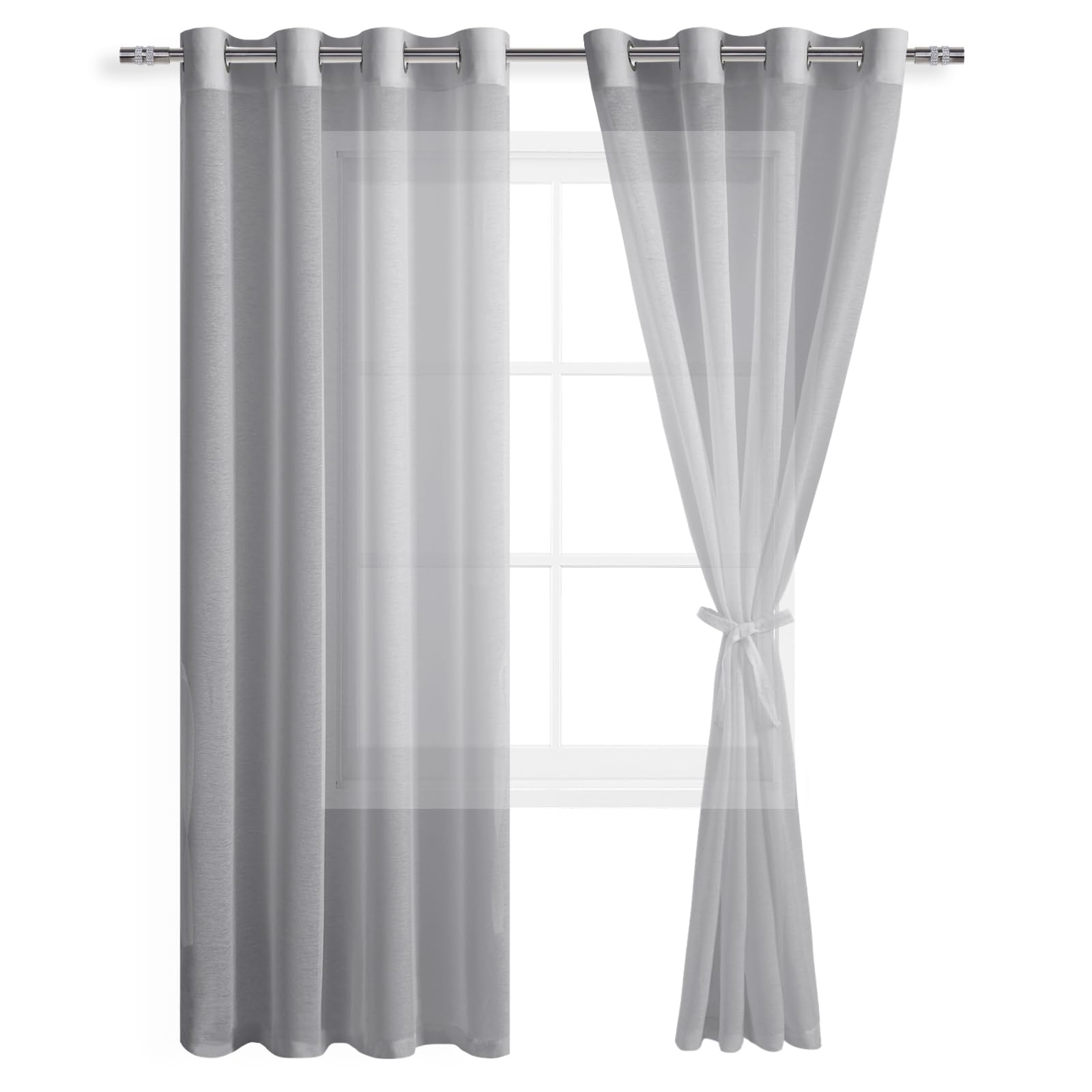 DWCN Grommet Sheer Curtains with Tiebacks - DWCN UK