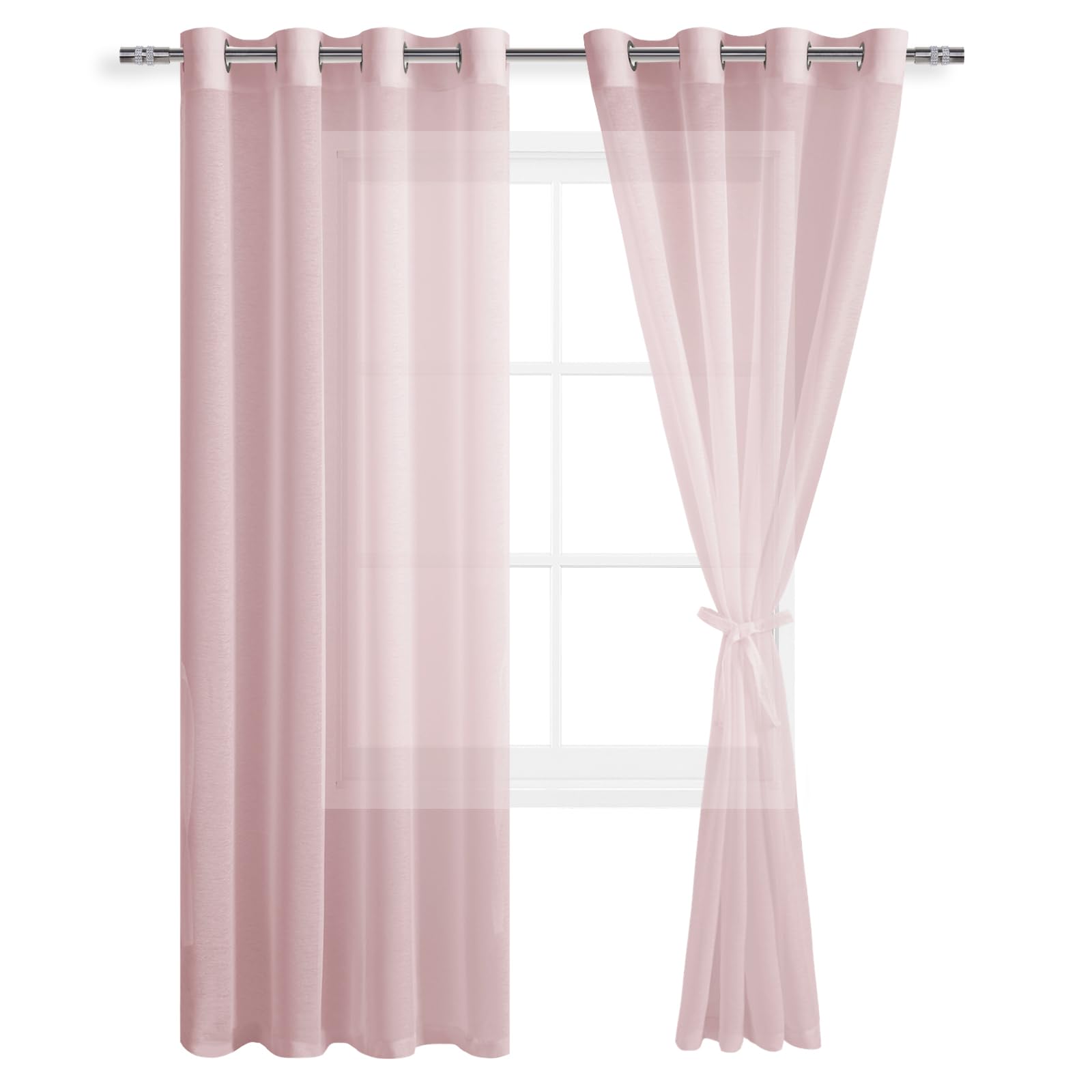 DWCN Grommet Sheer Curtains with Tiebacks - DWCN UK