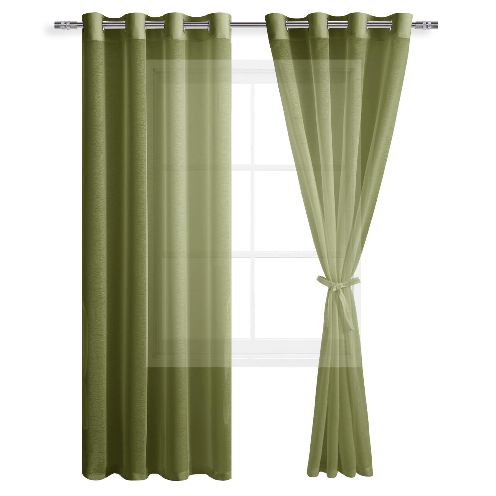 DWCN Grommet Sheer Curtains with Tiebacks - DWCN UK