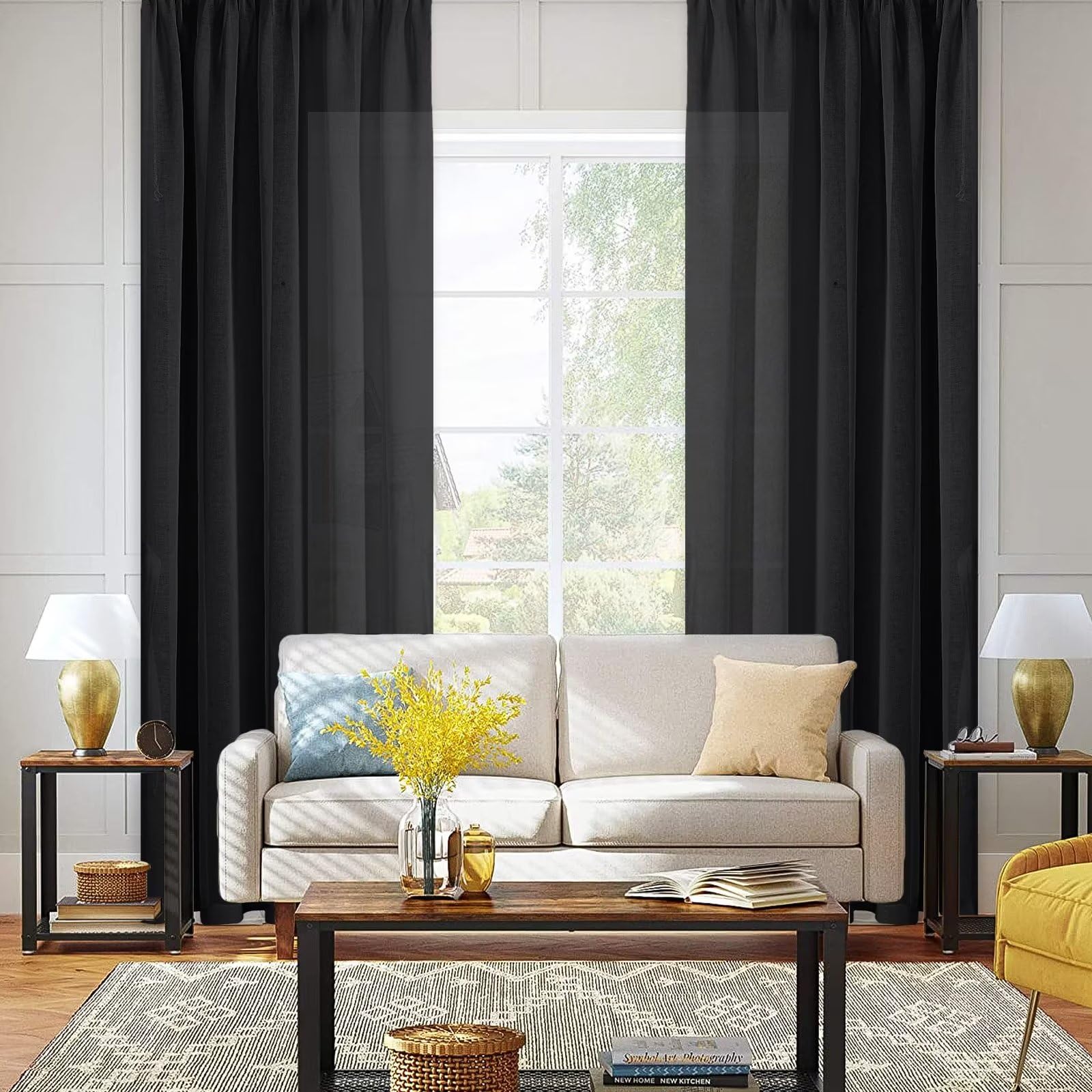 Sheer Curtains with Tiebacks, Set of 2 Panels