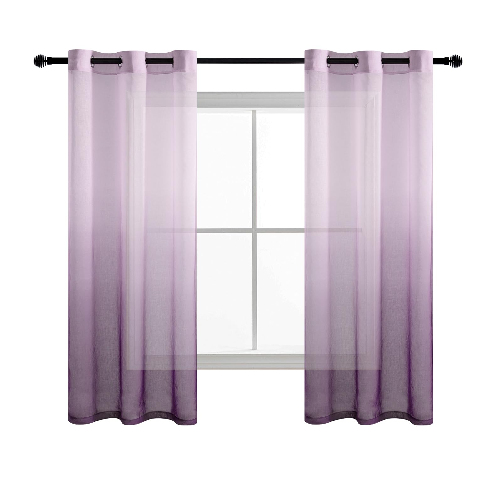 DWCN Gradient Sheer Curtains, Set of 2 Panels